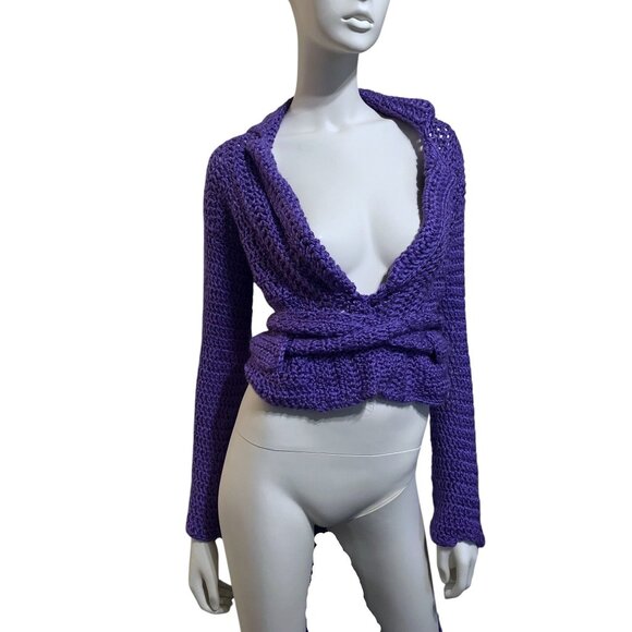 Vintage Handmade Knit Two Piece Set M Backless Flare Leg Rave Festival Resort - Picture 9 of 14